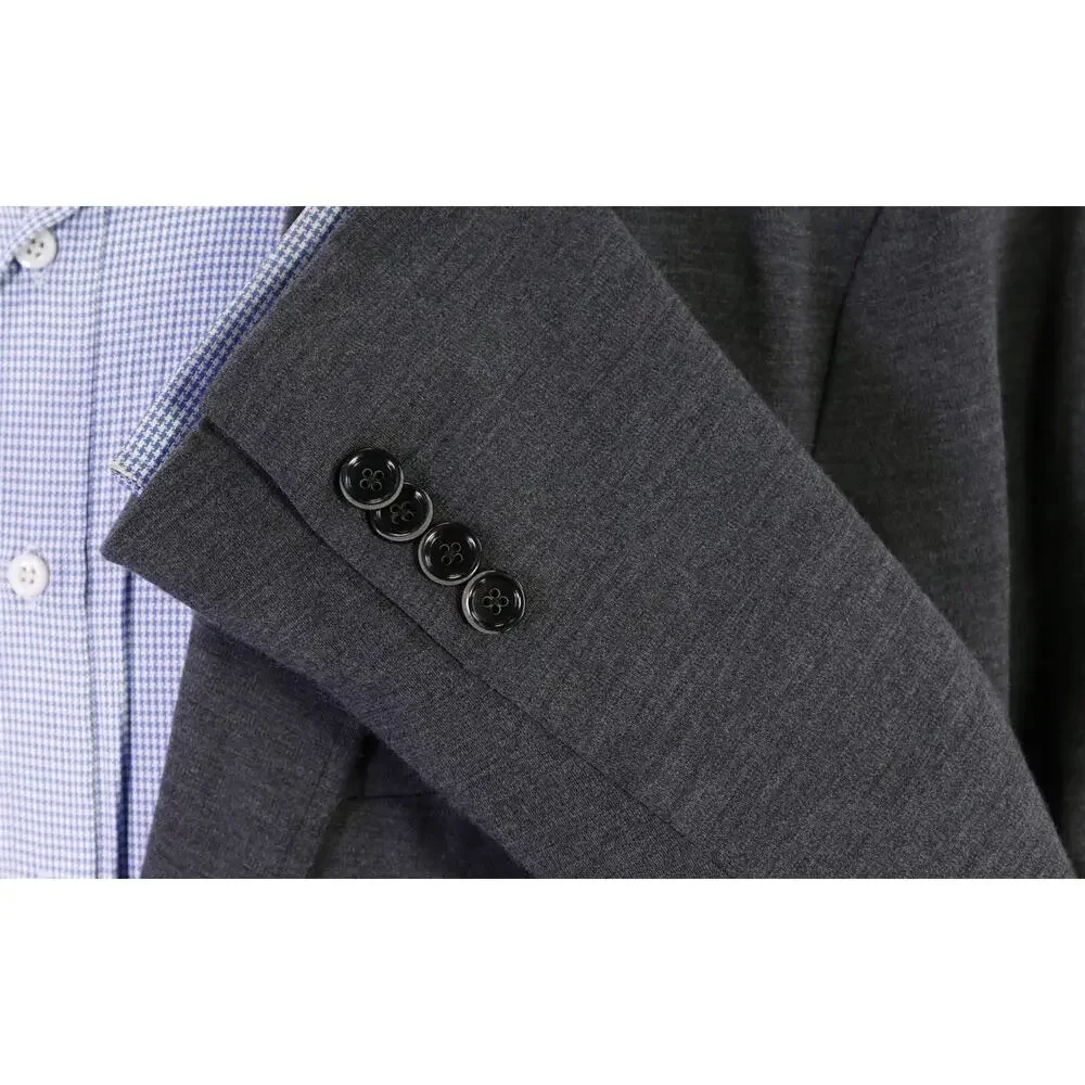 Hickey Freeman Current Gray Jersey Knit Wool Patch Pocket Blazer Jacket 46R